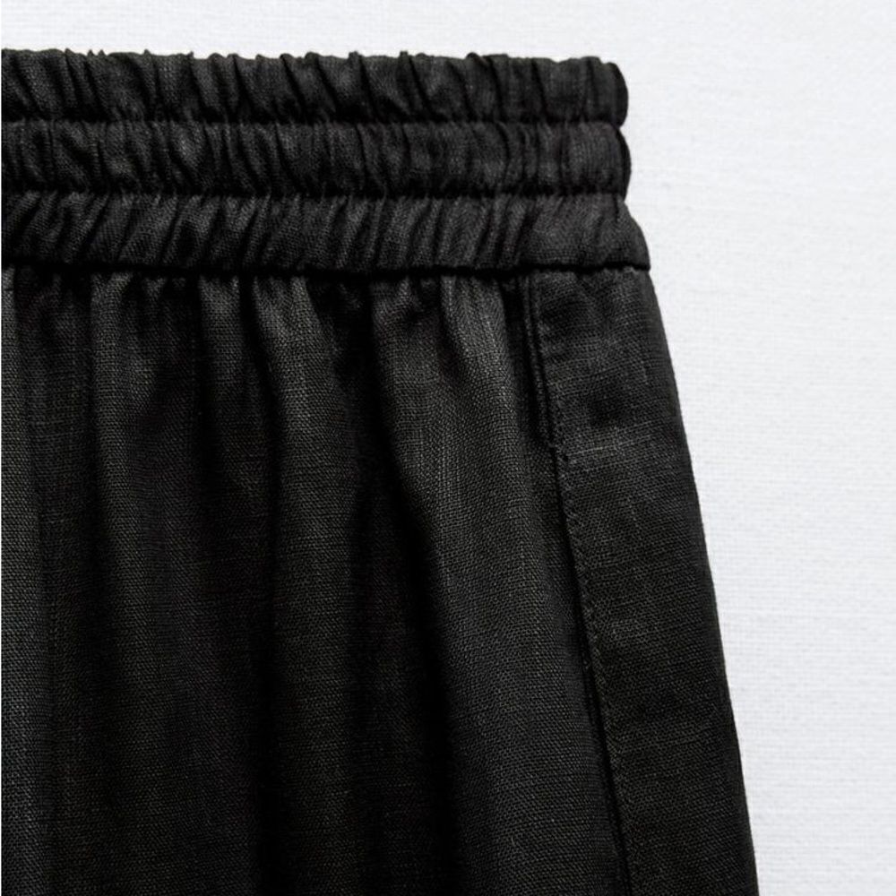 ZARA 100% LINEN STRAIGHT LEG PANTS - Picture 4 of 6